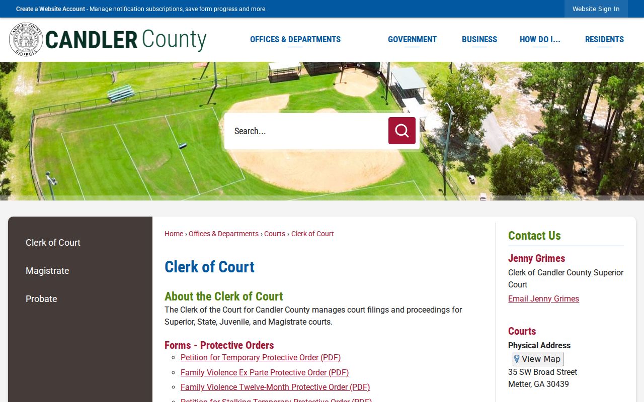 Candler County criminal court cases Clerk of Court page