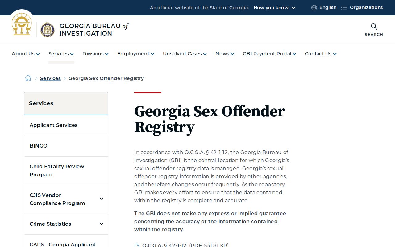 Candler County sex offender registry information from GBI